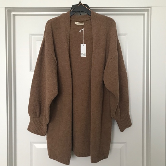 Stitch & Feather open front cardigan bishop sleeves camel color size large - Picture 5 of 14
